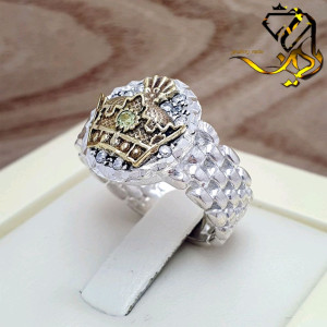 انگشتر نقره مردانه 925 عیار طرح تاج رولکسی با نگین های صنعتی