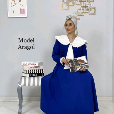 پیراهن زنانه کرپ یقه کرباتی مدل چین چینی