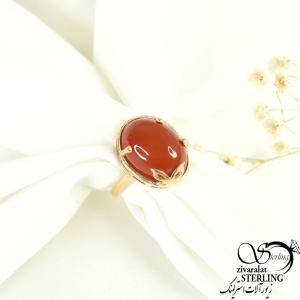 انگشتر طلاروس نگین درشت عقیق-134797