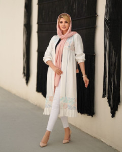 مانتو مجلسی کرپ مدل ماهور خرجکار اپلیکه ترک