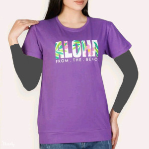تیشرت زنانه نخ پنبه طرح ALOHA-118472