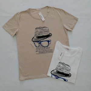 تیشرت مردانه نخی طرح کلاه رنگ سفید-132254