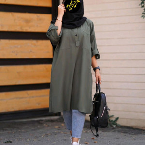 مانتو دانشجویی بلند تترون بروجرد فری سایز38 تا 46