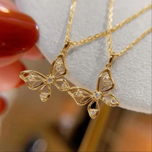 گردنبند طرح پروانه روکش طلا کد XL177