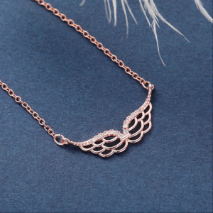 گردنبند طرح پر بال رزگلد ظریف کد XL183