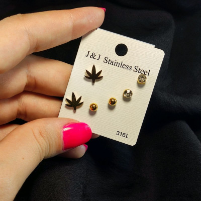 گوشواره میخی دخترانه طرح برگ