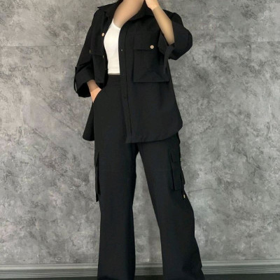 مانتو شلوار زنانه کتان مدل ست کارگو