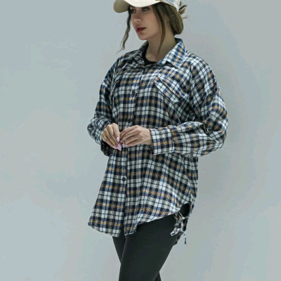 مانتو اسپرت زنانه پشمی مدل شکت پاییزه دوجیب دکمه ای