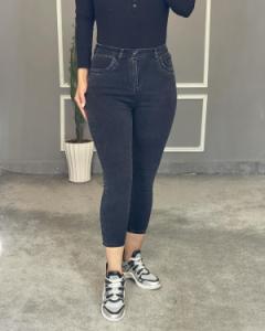 شلوار جذب زغالی تیره و مشکی پارچه ترک سوپرکش فاق بلند-144847