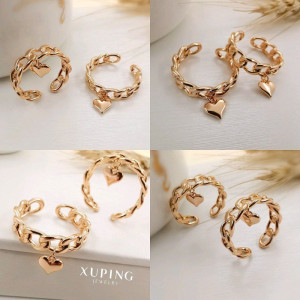 انگشتر ژوپینگ با آویز قلب آبکاری طلا 18 عیار ارسال رایگان-113843