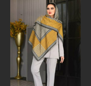 روسری نخی شطرنجی حاشیه دار-113018