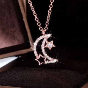 گردنبند ماه و ستاره رزگلد کد XL202