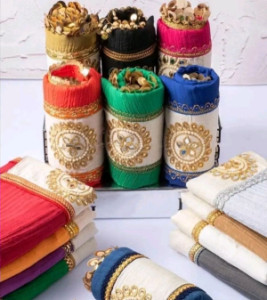 شال مجلسی سوزندوزی آینه ای هندی نارنجی صورتی گلبهی