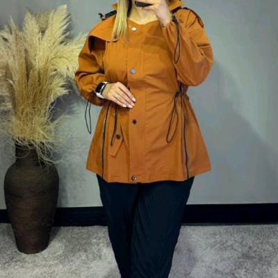 مانتو بارانی کلاهدار اسپرت زنانه،دکمه فلز،جلوزیپ کنار زیپ (کد16)-125128