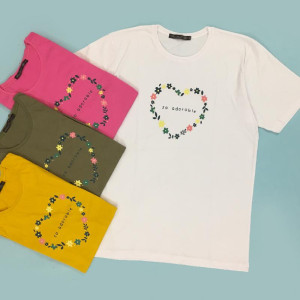 تیشرت زنانه نخ پنبه طرح قلب