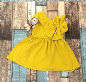 پیراهن دخترانه یکطرفه پاپیونی-126449