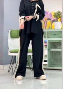 مانتو شلوار زنانه ابروبادی مدل مانتو شلوار ریشدار سلدا