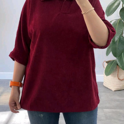 شومیز جلو بسته پاییزه مخمل کبریتی