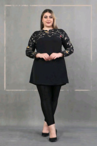 تونیک طرح دار خامه دوزی ابر و بادی لاکچری