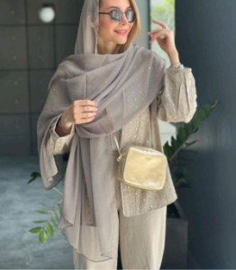 شال حریر مجلسی دور پولکی وارداتی