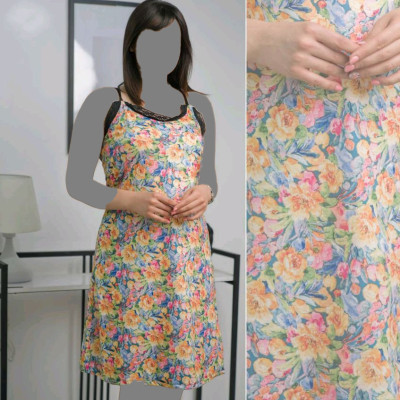 سارافون زنانه پنبه‌ای مدل سارافون چاپی یقه گیپوردار 1214-122987