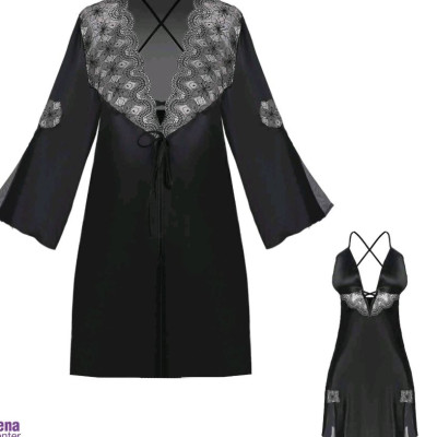 لباس خواب ساتن ترک/ مشکی/ مارک anjel store/ سایز M,L