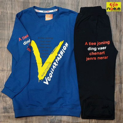 ست بلوز وشلوار پسرانه راحتی اسپرت تک سایز 60 سنین 10تا 12