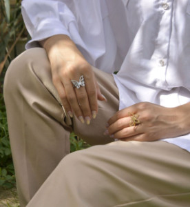 انگشتر مدل پروانه استیل رنگ ثابت-119665