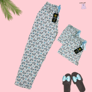 شلوار راحتی خانگی دخترانه زنانه جنس نخ پنبه قواره دار ترک طرح پروانه-128102