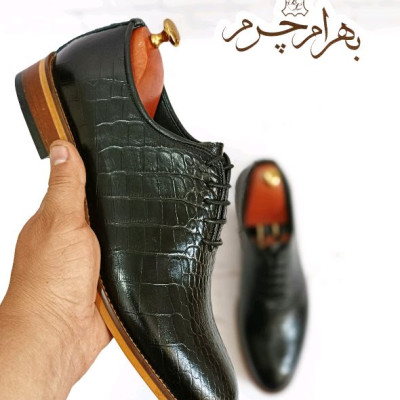 کفش مردانه مجلسی چرم طبیعی دست دوز(جردن کروکودیلی مشکی) ارسال رایگان-138846