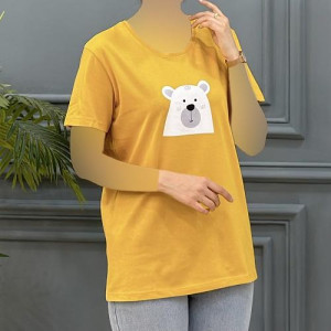 تیشرت نخ پنبه زنانه طرح خرس قطبی