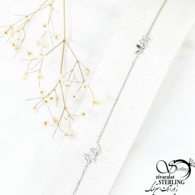 پابند پروانه روکش طلا نقره ساخت ایتالیا کد 10562