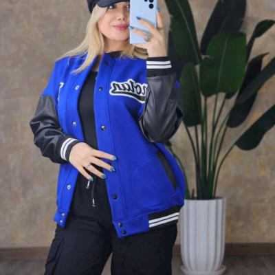 سویشرت بیسبالی دوست داشتی جنس دورس داخل کرک آستین چرم