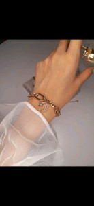 دستبند زنجیری ژوپینگ آویز ماه و ستاره آبکاری طلا ارسال رایگان