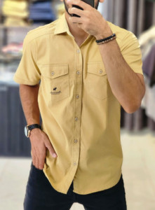 پیراهن کتان مردانه آستین کوتاه دوجیب سایز 3XL 2XL XL L M کدxx1000E3