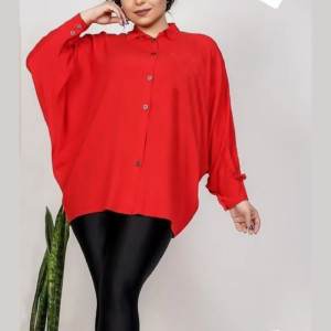 تونیک مانتویی لش دکمه دار تترون قرمز