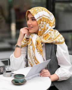 روسری ابریشم توییل دست دوز خارجی-118249