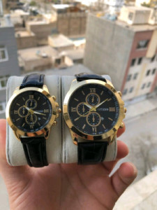 ساعت ست زنانه و مردانه بند چرم مشکی-116968