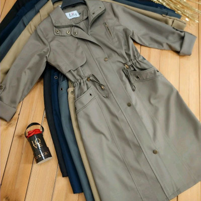 مانتو کوتاه کتان پاییزه دانشجویی اسپرت مشکی رنگی-113396