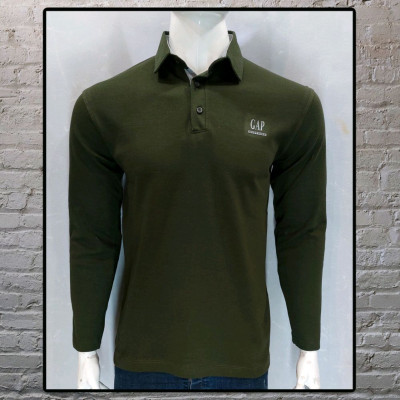 تیشرت آستین بلند مردانه یقه دار سبز-103698