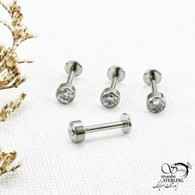 پیرسینگ لب نگین دار مارک استیل با کد 12561-141077