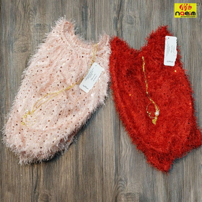 شومیز کراپ بلوز مجلسی دخترانه حریر فانتزی طرح ریش ریش و پولک آستردار