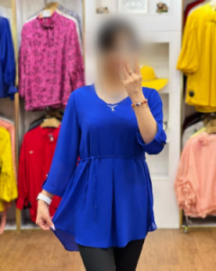 تونیک حریر کرپ یقه گردفری سایز 38تا50