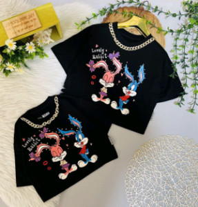 کراپ تک دخترانه مشکی طرح خرگوش-153202