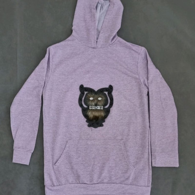 هودی زنانه ملانژ پنبه اسپورت رنگی جیب کانگورویی فری سایز-141847