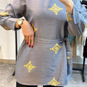 تونیک بلند جنس کرسپو دار خامه دوزی طرح ستاره