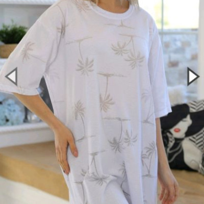 تیشرت زنانه نخی ترکیه ای لانگ فری تا سایز 48-127306