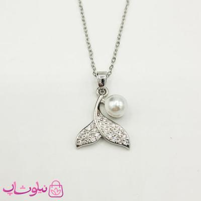 گردنبند دخترانه مدل دم وال نقره ای کد 95-138096