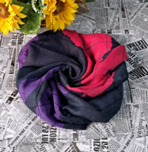 روسری زنانه بنفش طوسی ارغوانی جنس نخ قواره 130 ارسال رایگان