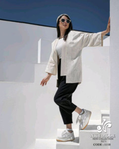 مانتو مجلسی لنین مدل جلو باز پارچه طرح دار